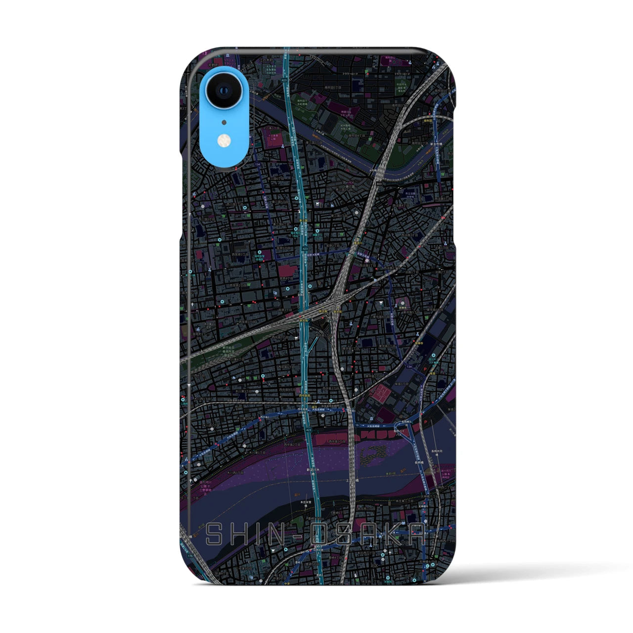 【新大阪(大阪府)】地図柄iPhoneケース(バックカバータイプ)
