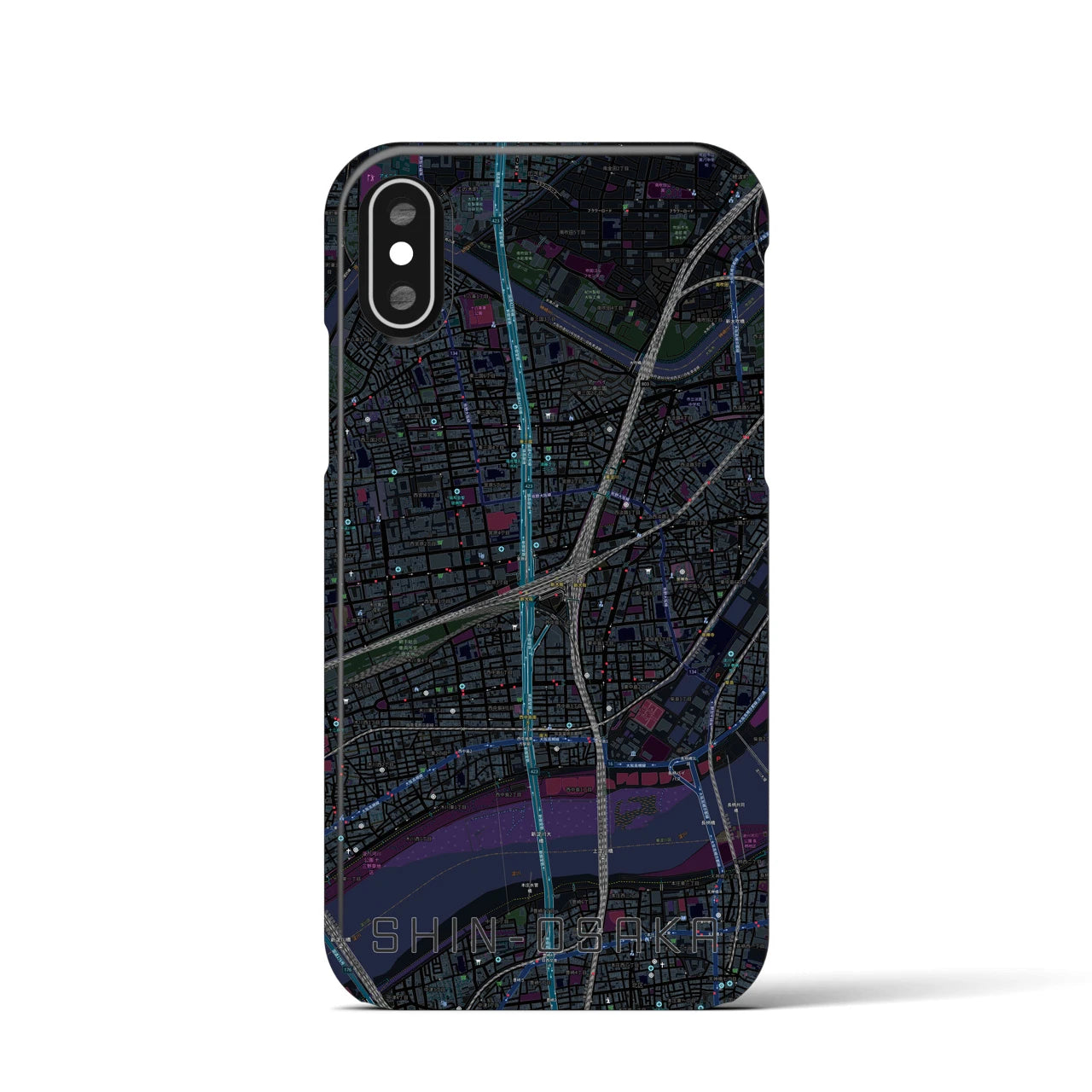 【新大阪(大阪府)】地図柄iPhoneケース(バックカバータイプ)