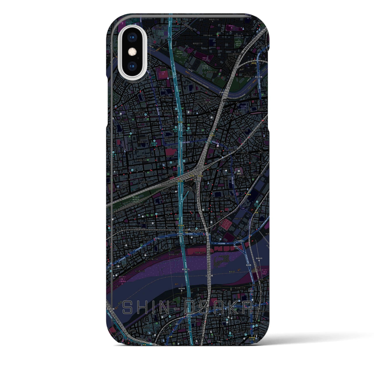 【新大阪(大阪府)】地図柄iPhoneケース(バックカバータイプ)