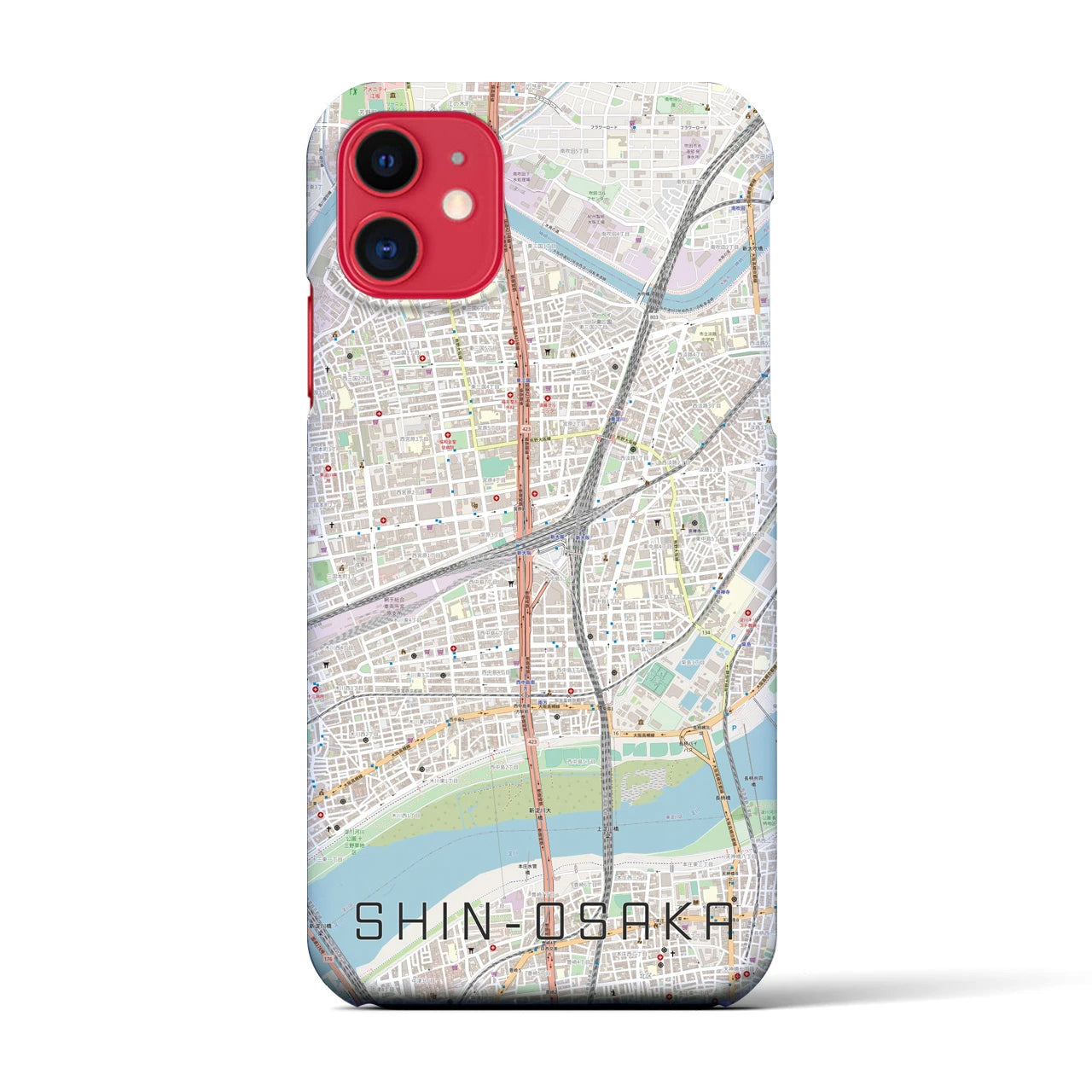 【新大阪(大阪府)】地図柄iPhoneケース(バックカバータイプ)