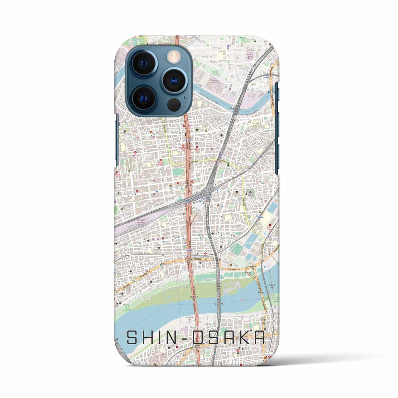【新大阪(大阪府)】地図柄iPhoneケース(バックカバータイプ)