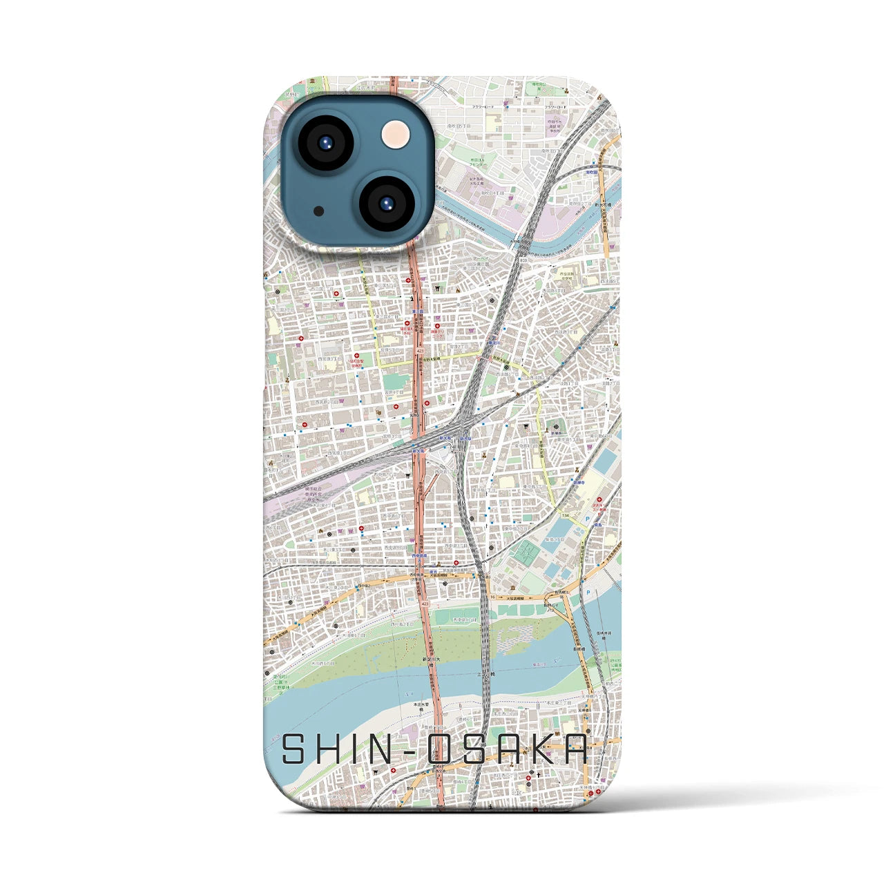 【新大阪(大阪府)】地図柄iPhoneケース(バックカバータイプ)