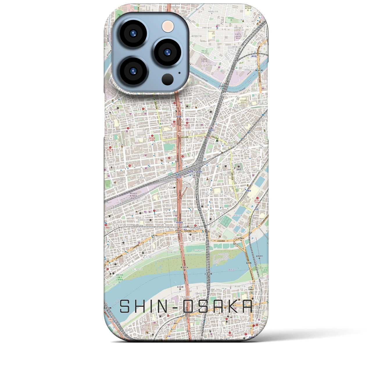 【新大阪(大阪府)】地図柄iPhoneケース(バックカバータイプ)