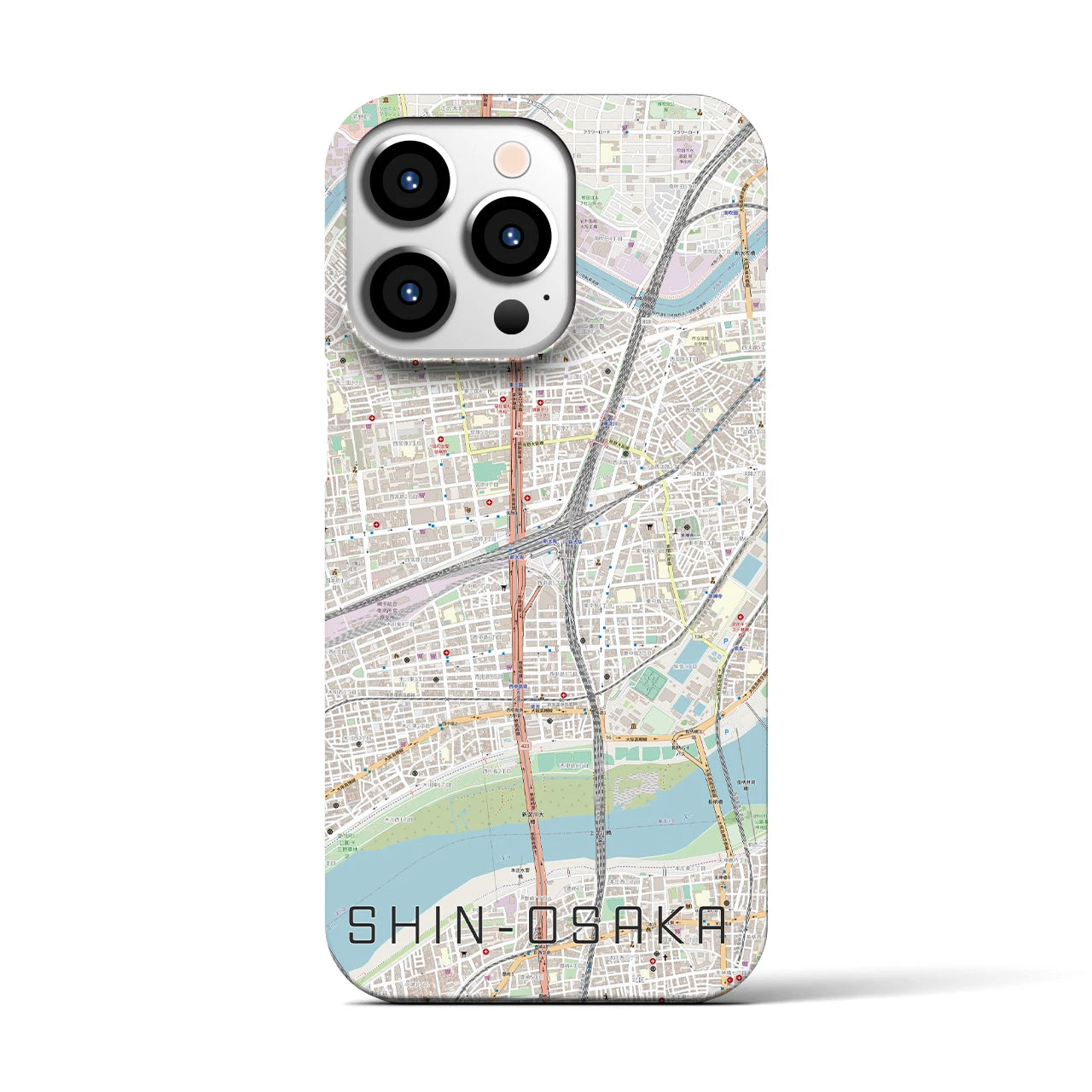 【新大阪(大阪府)】地図柄iPhoneケース(バックカバータイプ)
