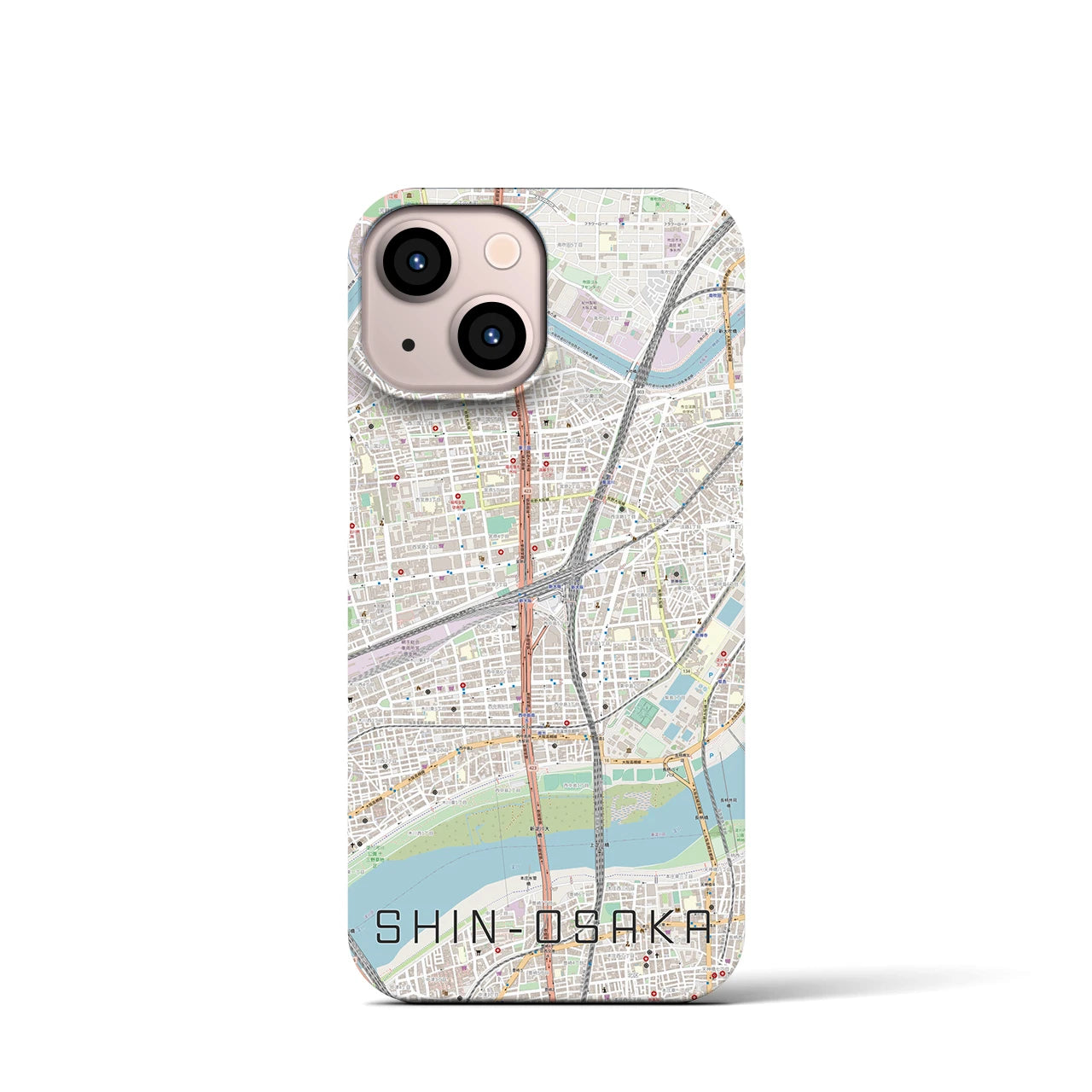【新大阪(大阪府)】地図柄iPhoneケース(バックカバータイプ)