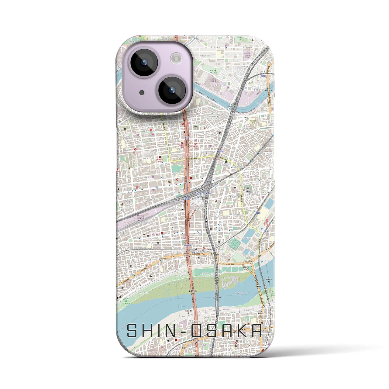 【新大阪(大阪府)】地図柄iPhoneケース(バックカバータイプ)