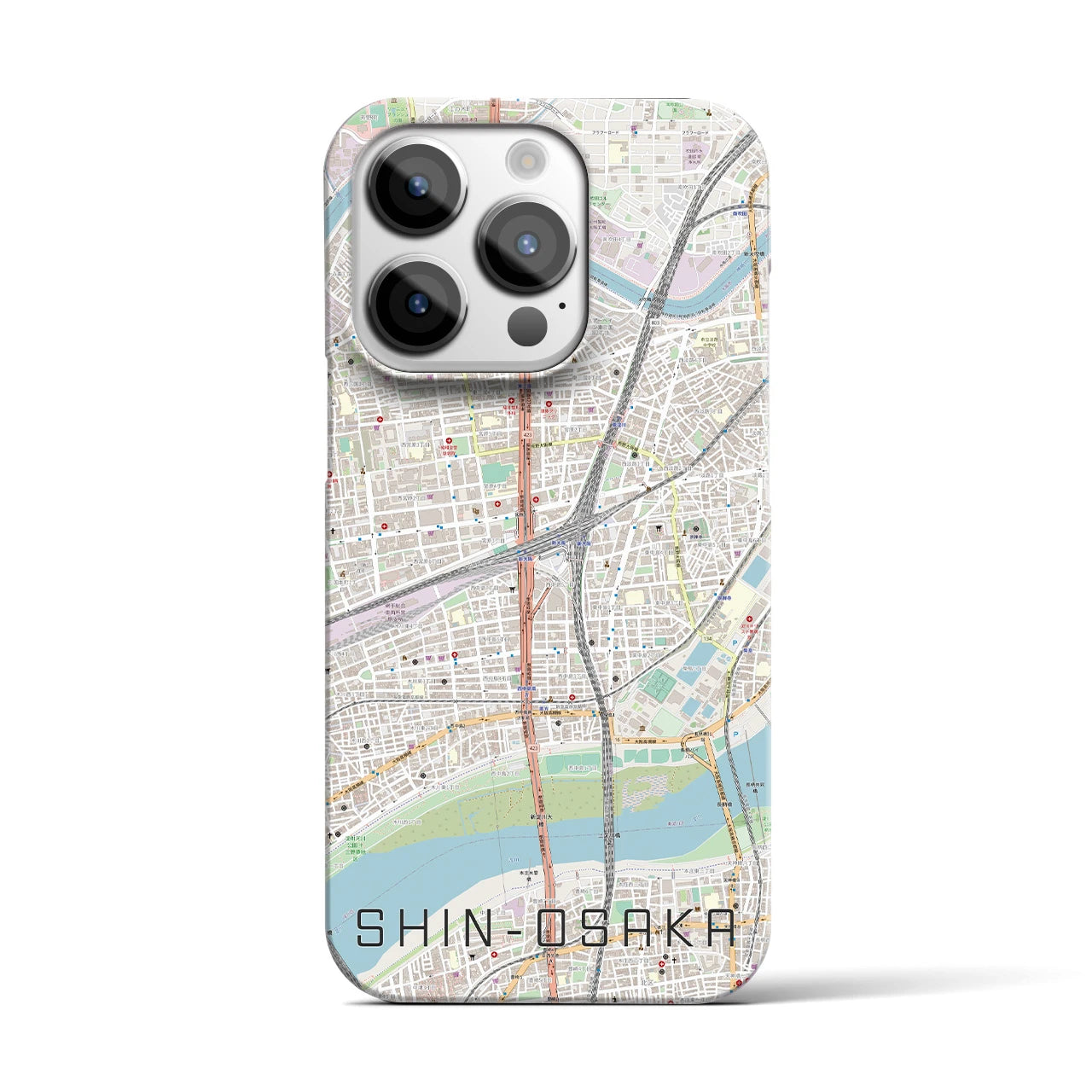 【新大阪(大阪府)】地図柄iPhoneケース(バックカバータイプ)
