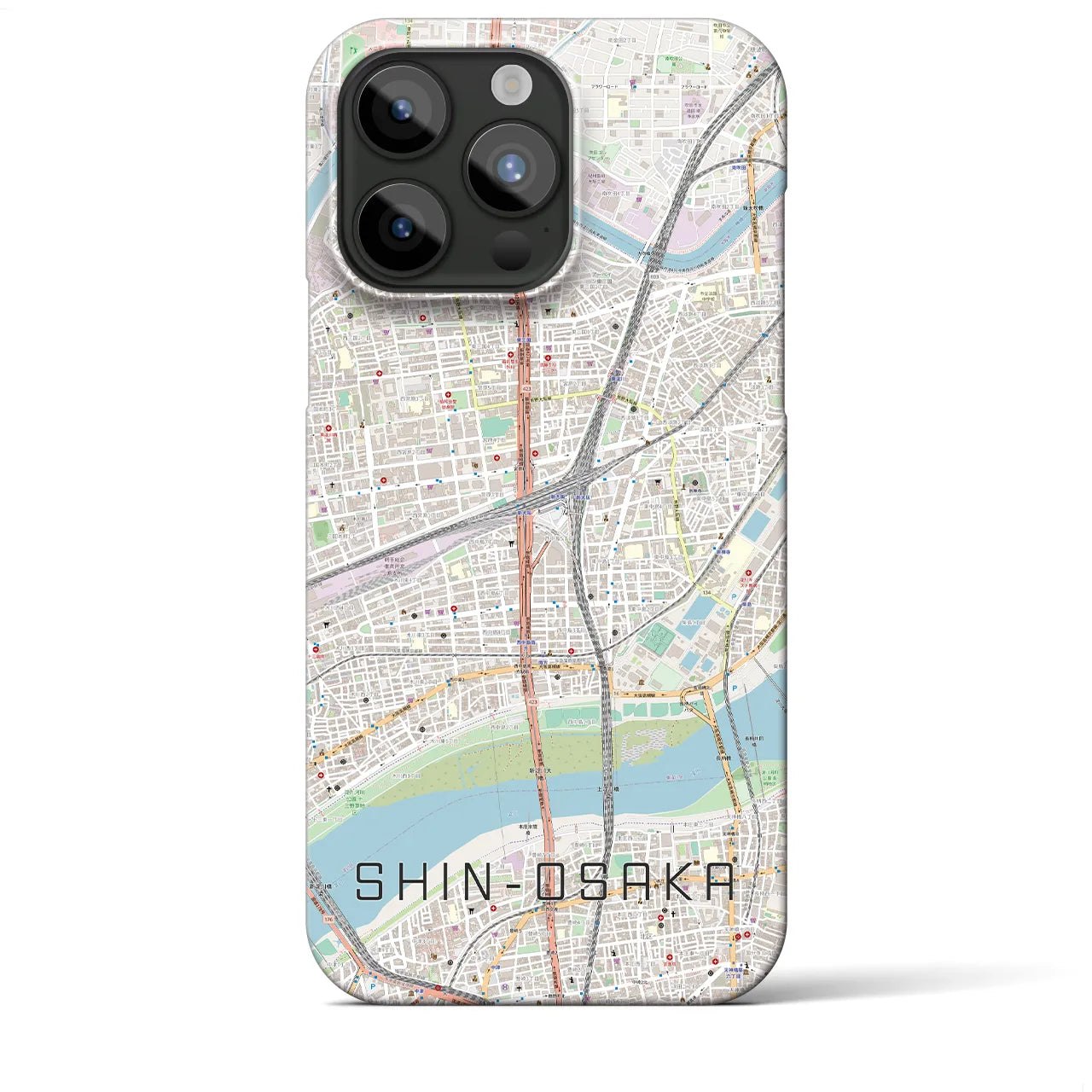 【新大阪(大阪府)】地図柄iPhoneケース(バックカバータイプ)