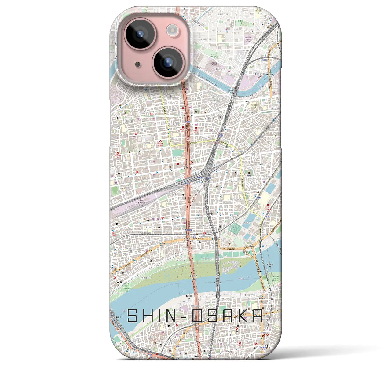 【新大阪(大阪府)】地図柄iPhoneケース(バックカバータイプ)