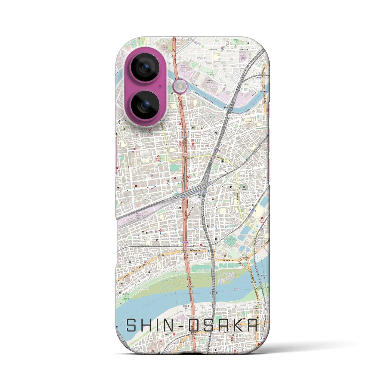 【新大阪(大阪府)】地図柄iPhoneケース(バックカバータイプ)