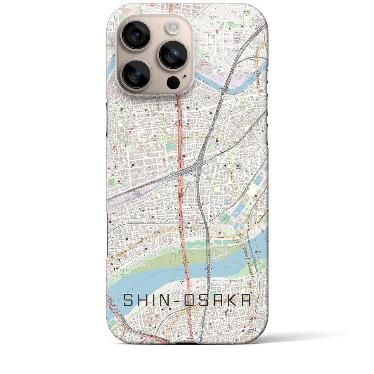 【新大阪(大阪府)】地図柄iPhoneケース(バックカバータイプ)