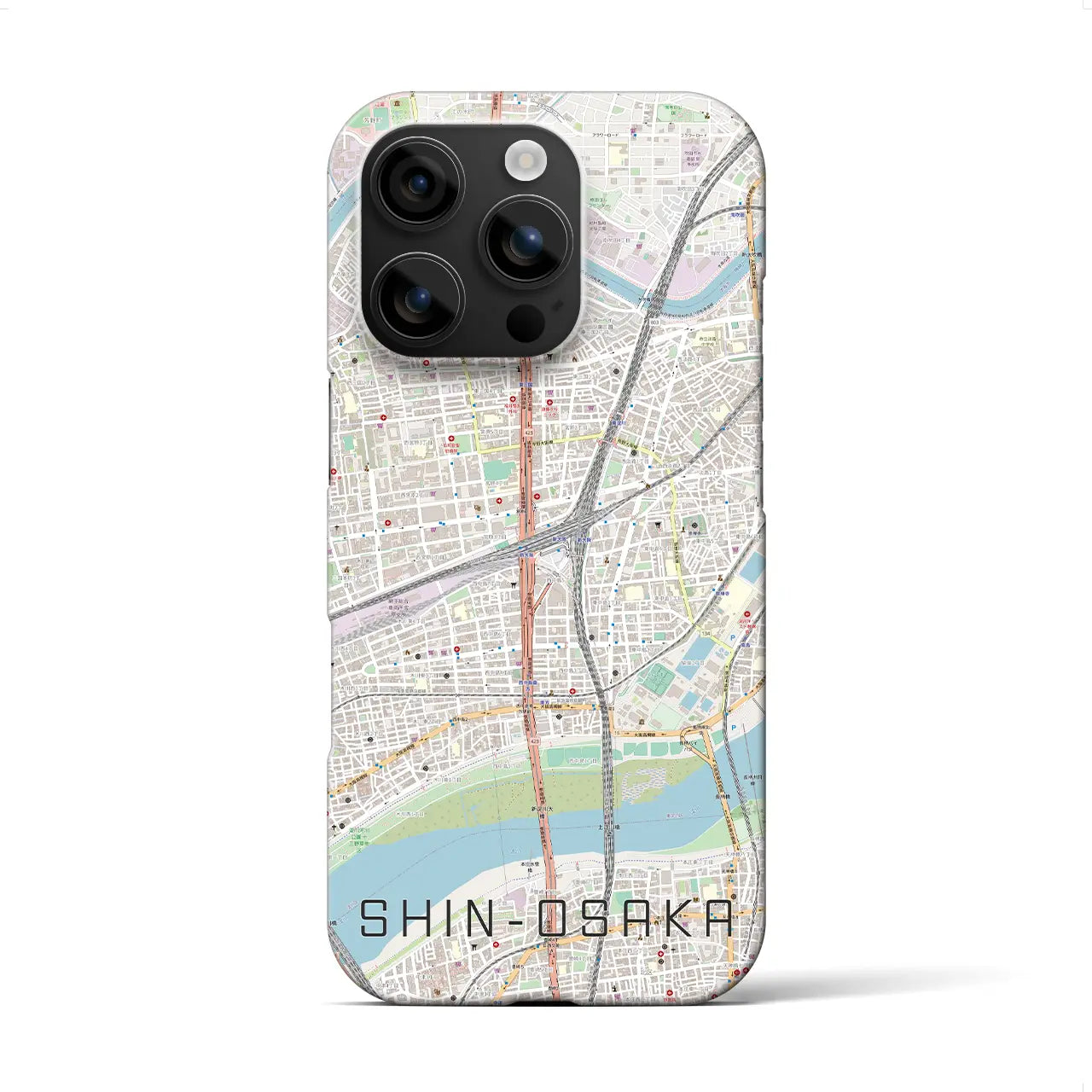 【新大阪(大阪府)】地図柄iPhoneケース(バックカバータイプ)