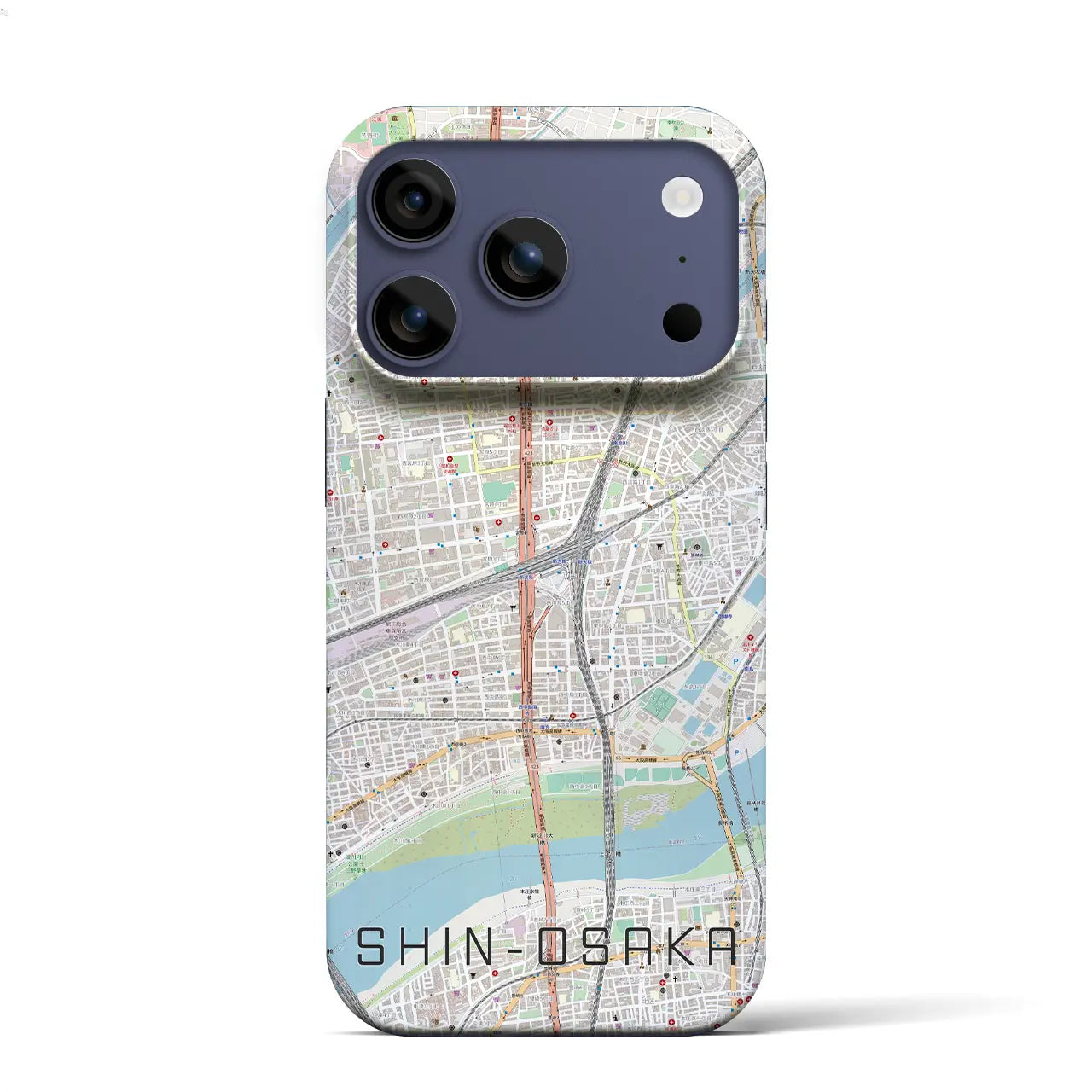 【新大阪(大阪府)】地図柄iPhoneケース(バックカバータイプ)ブラック・iPhone 17 Pro Max 用