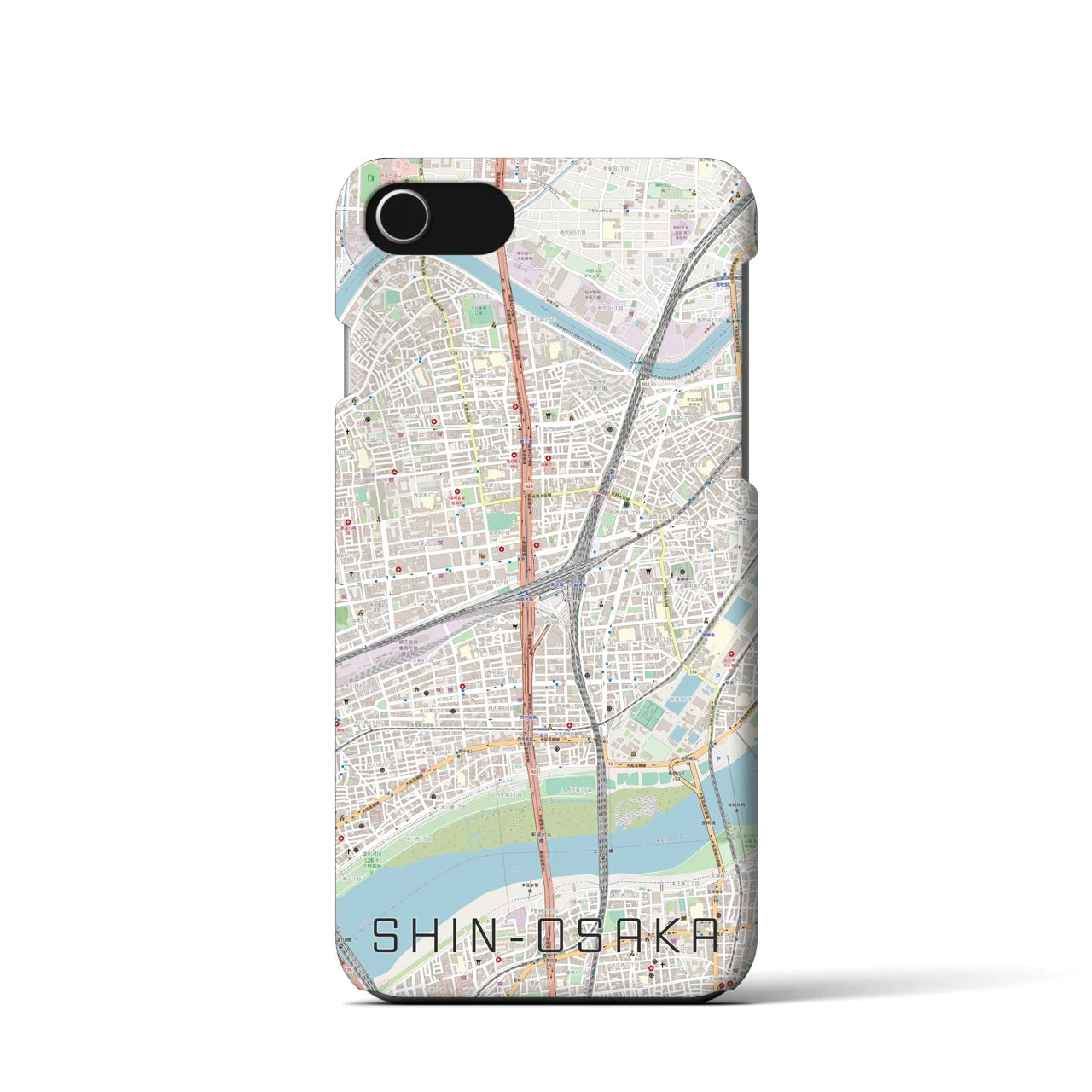 【新大阪(大阪府)】地図柄iPhoneケース(バックカバータイプ)