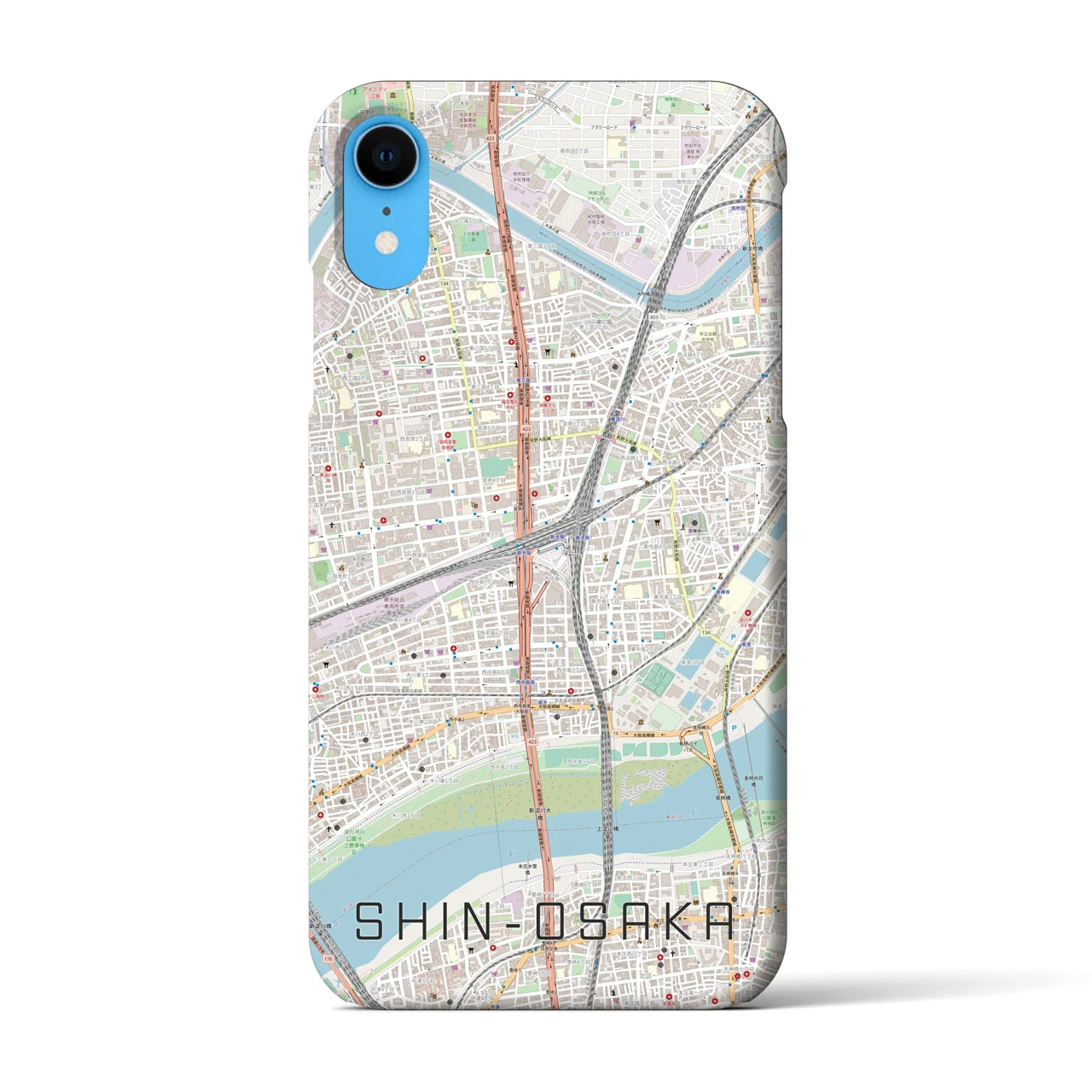 【新大阪(大阪府)】地図柄iPhoneケース(バックカバータイプ)