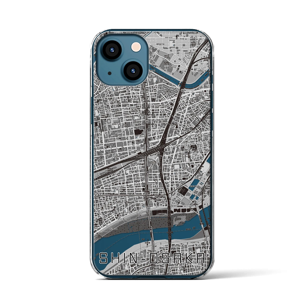 【新大阪(大阪府)】地図柄iPhoneケース(クリアタイプ)