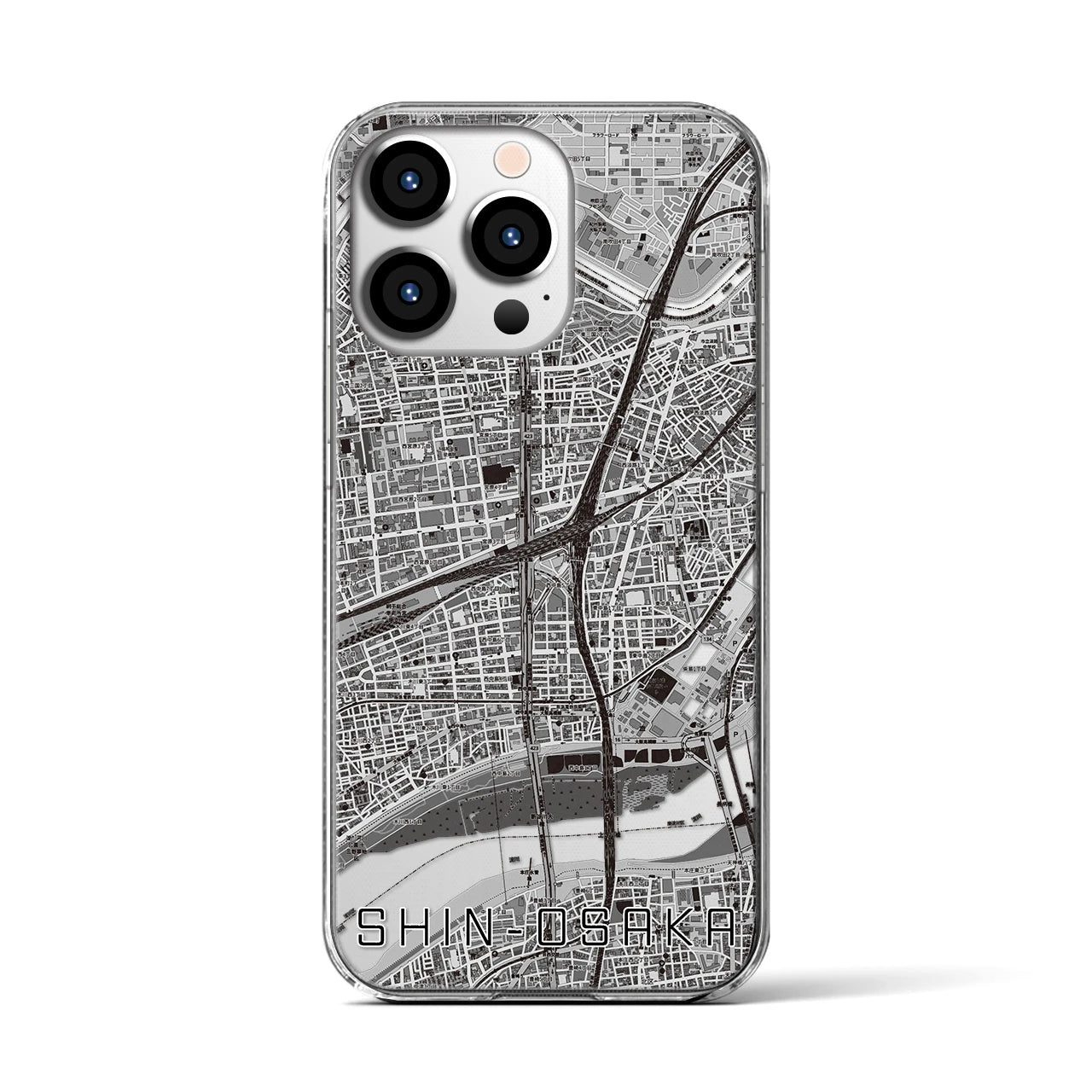 【新大阪(大阪府)】地図柄iPhoneケース(クリアタイプ)