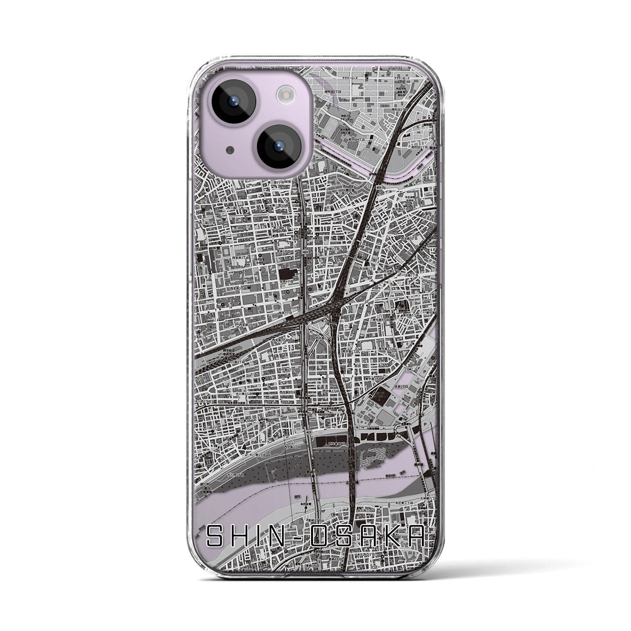 【新大阪(大阪府)】地図柄iPhoneケース(クリアタイプ)