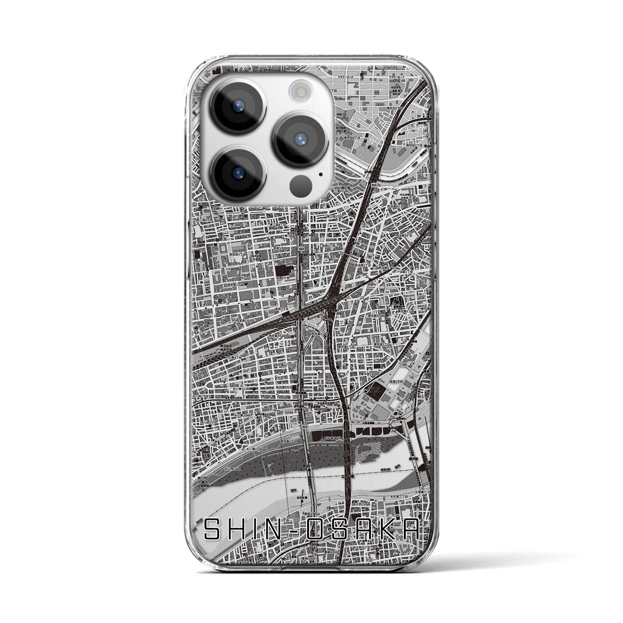 【新大阪(大阪府)】地図柄iPhoneケース(クリアタイプ)