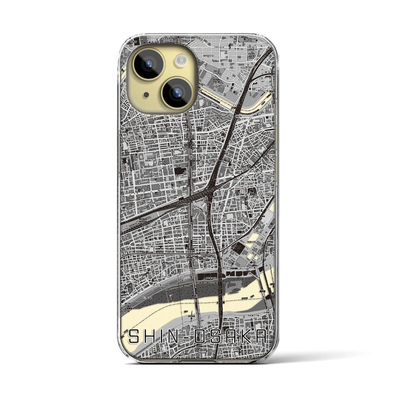 【新大阪(大阪府)】地図柄iPhoneケース(クリアタイプ)