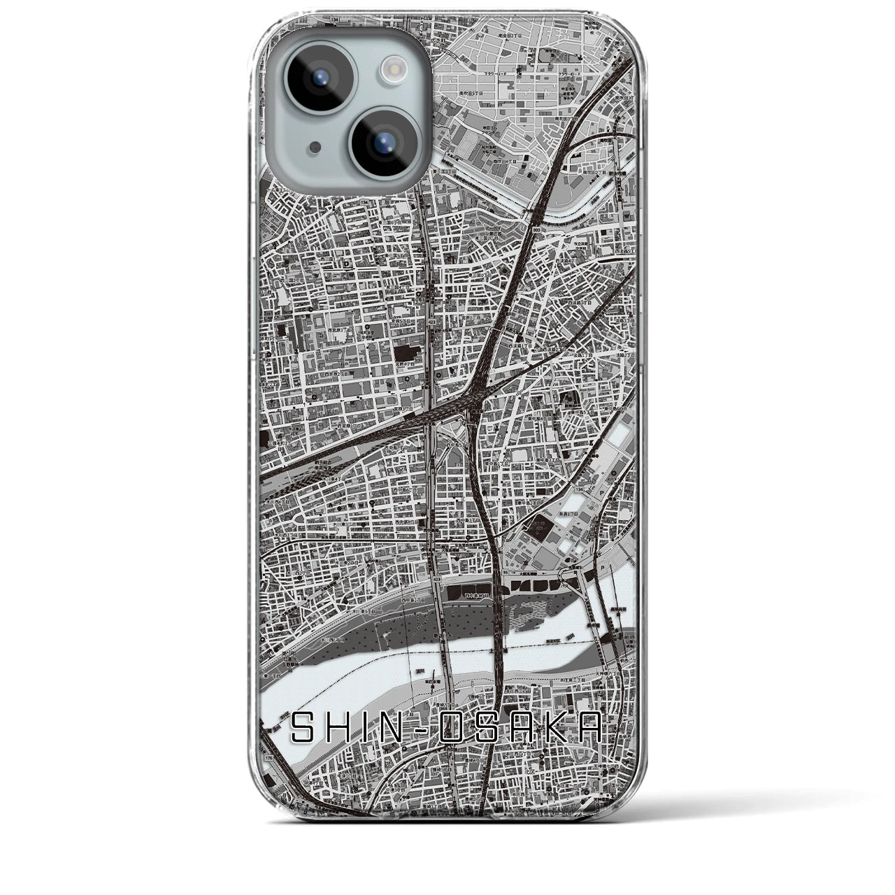 【新大阪(大阪府)】地図柄iPhoneケース(クリアタイプ)