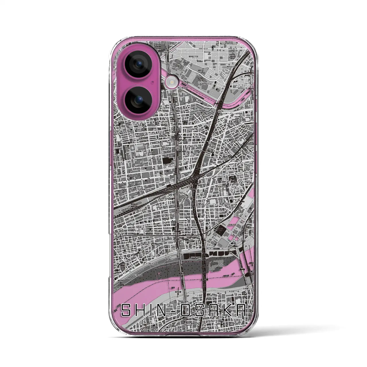 【新大阪(大阪府)】地図柄iPhoneケース(クリアタイプ)