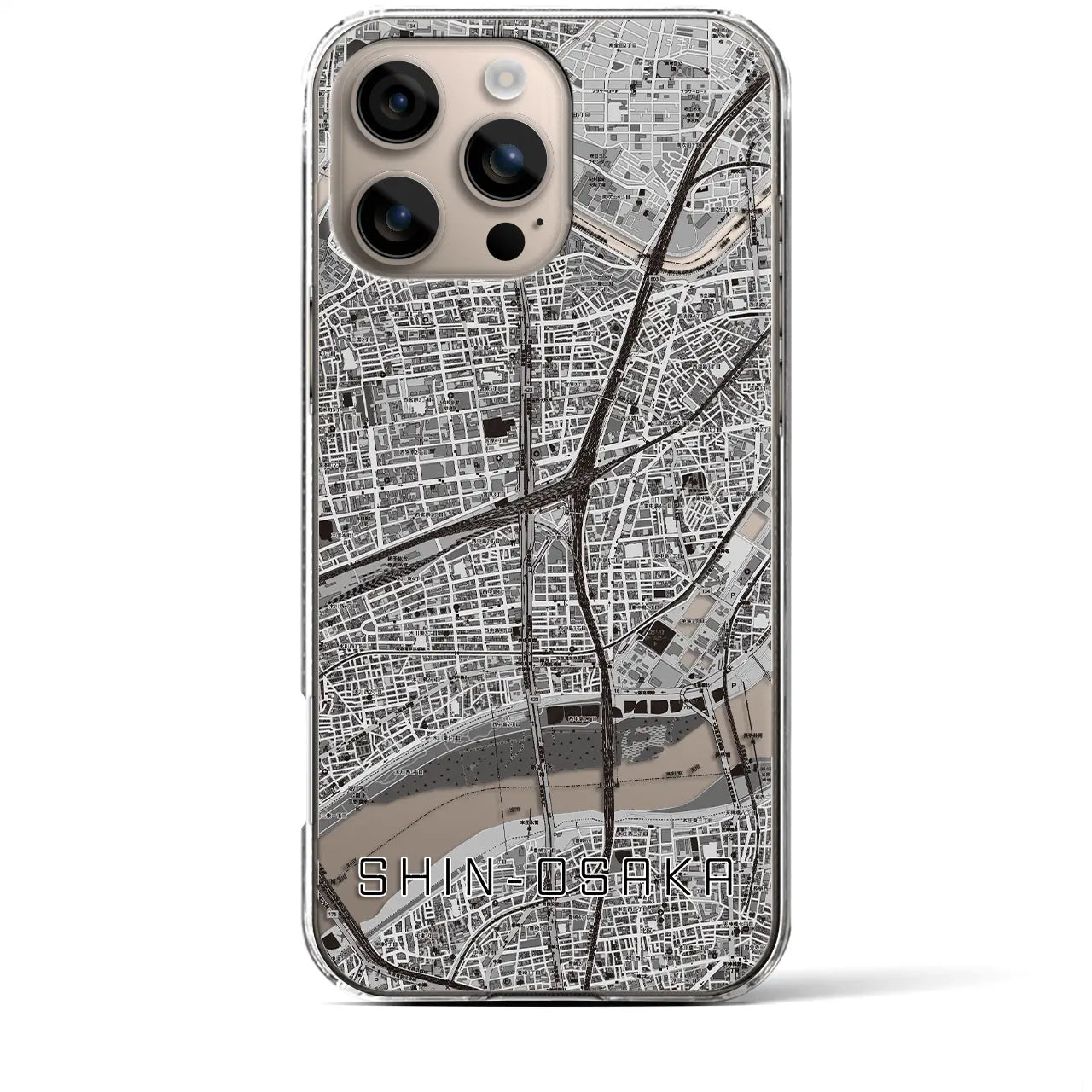 【新大阪(大阪府)】地図柄iPhoneケース(クリアタイプ)