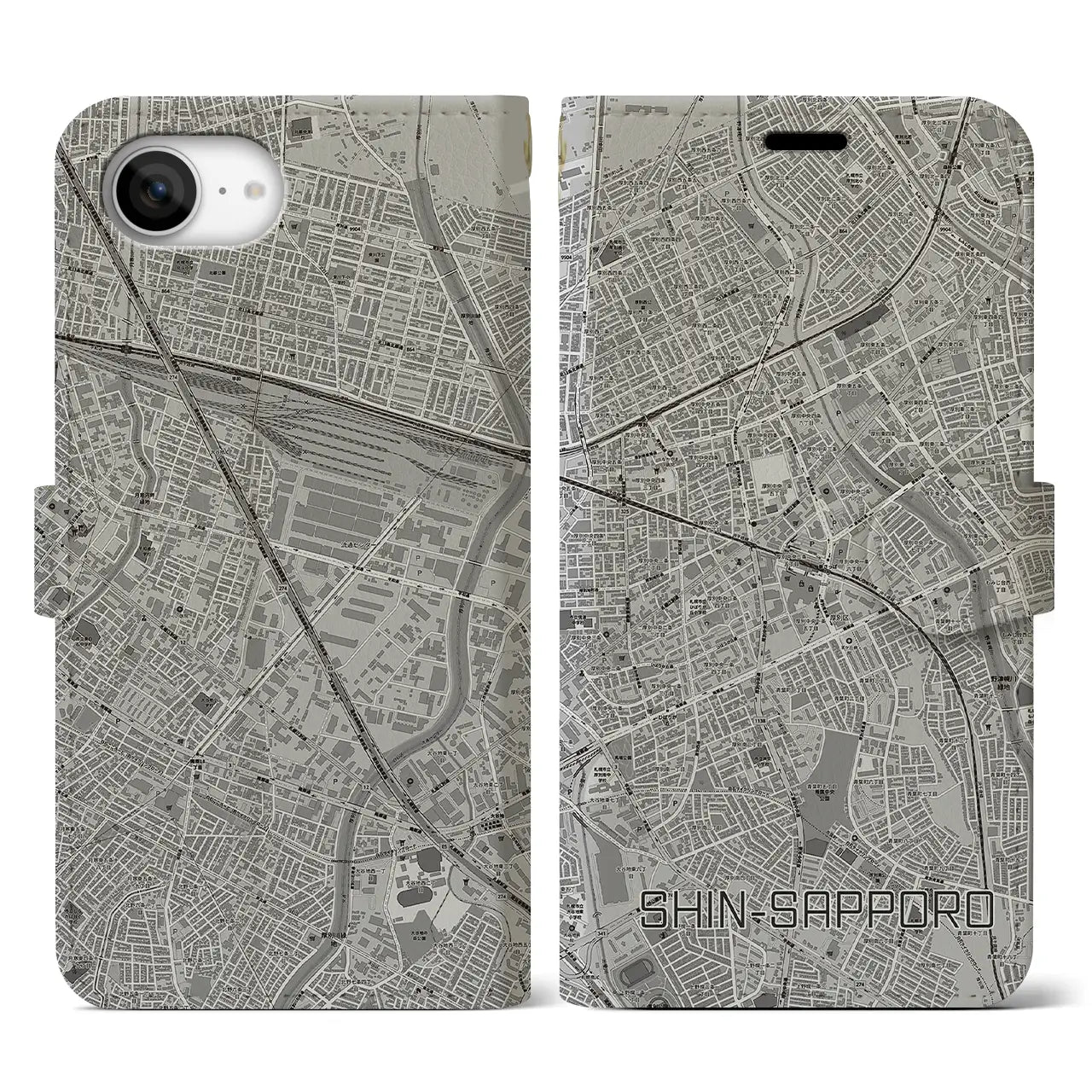 【新札幌(北海道)】地図柄iPhoneケース(手帳タイプ)