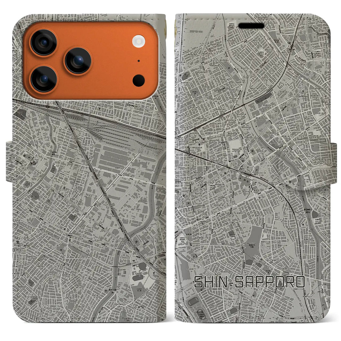 【新札幌(北海道)】地図柄iPhoneケース(手帳タイプ)