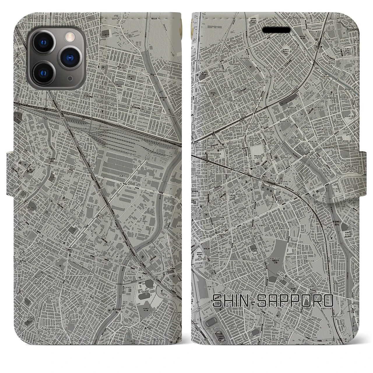 【新札幌(北海道)】地図柄iPhoneケース(手帳タイプ)