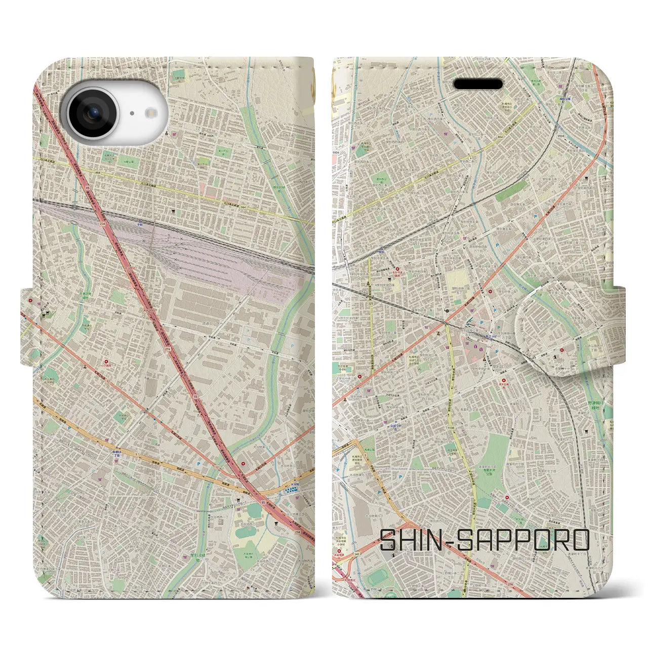 【新札幌(北海道)】地図柄iPhoneケース(手帳タイプ)