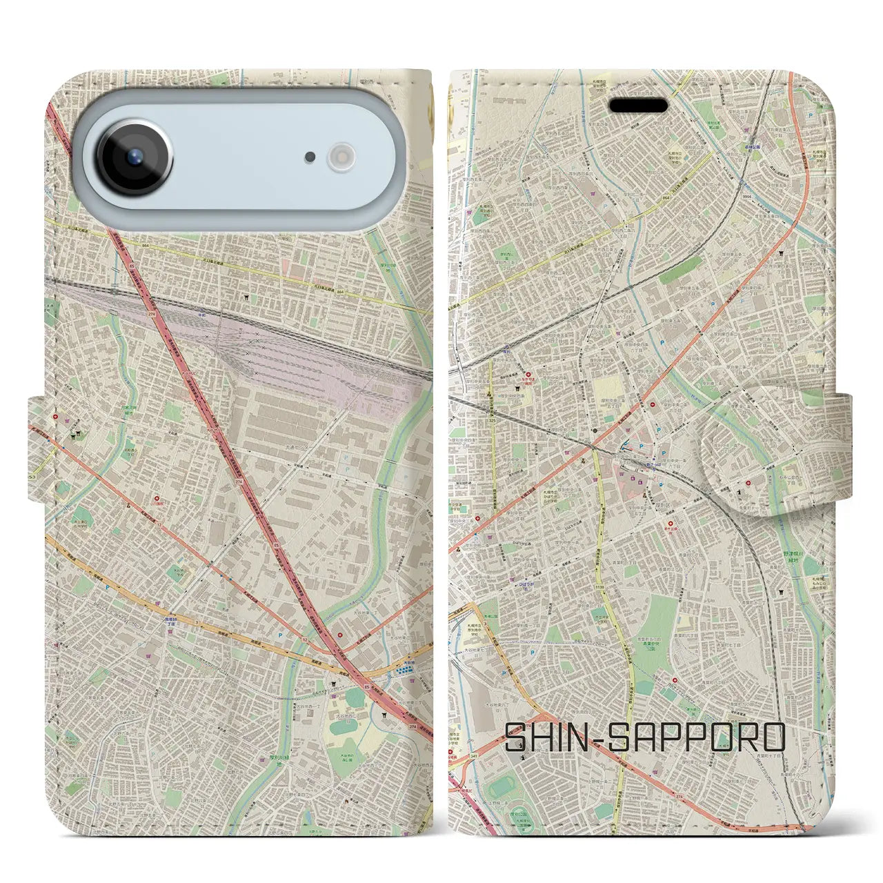 【新札幌(北海道)】地図柄iPhoneケース(手帳タイプ)