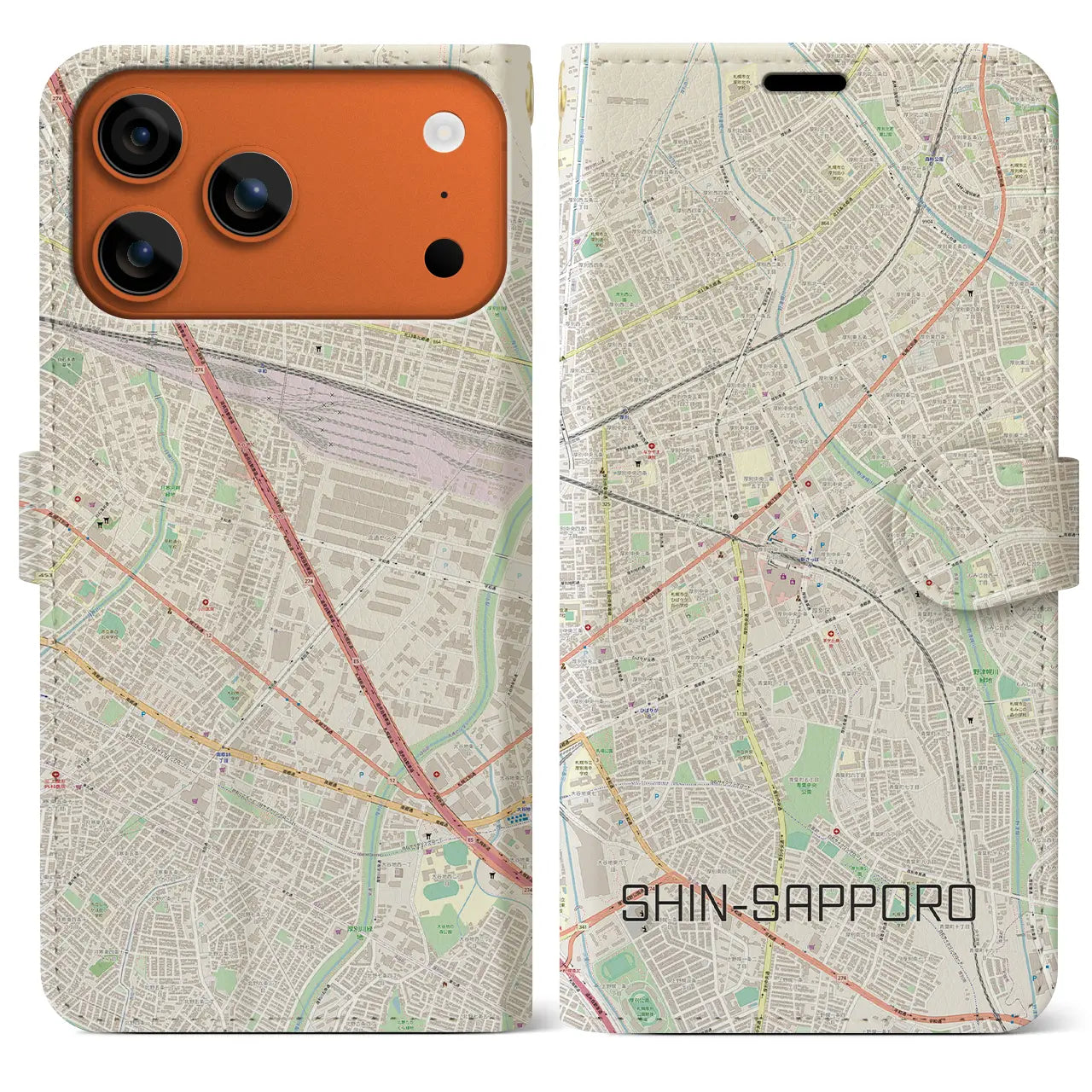 【新札幌(北海道)】地図柄iPhoneケース(手帳タイプ)