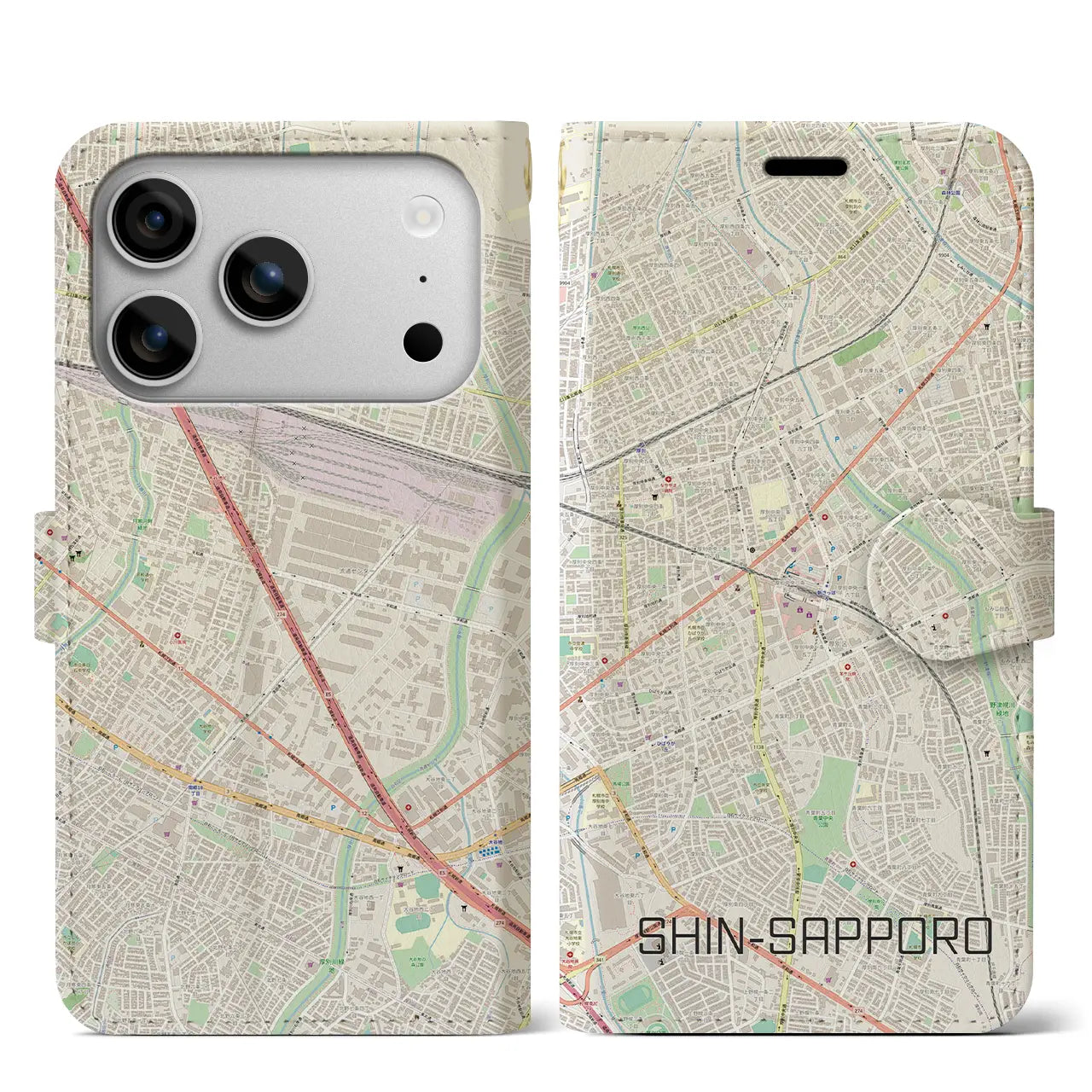 【新札幌(北海道)】地図柄iPhoneケース(手帳タイプ)