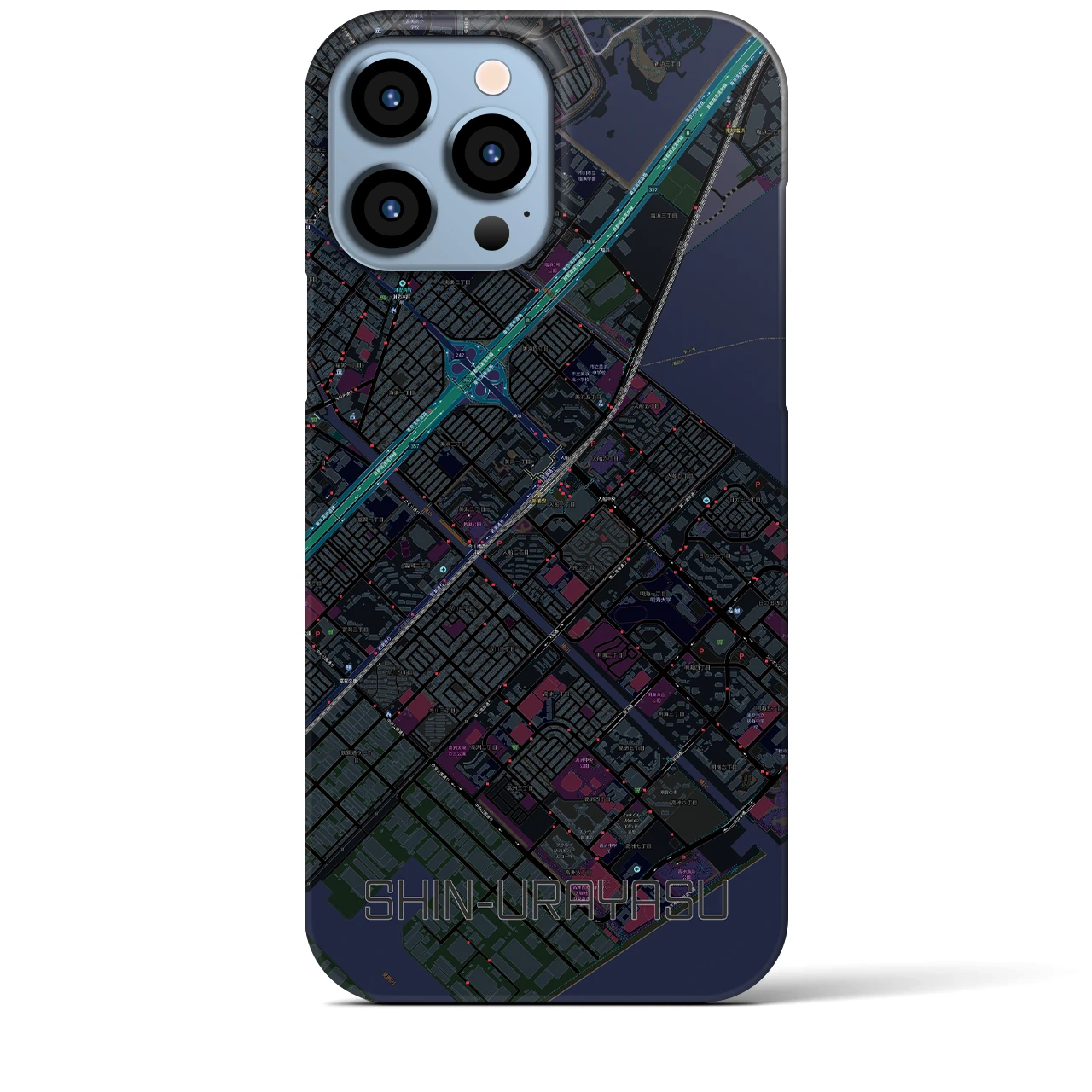 【新浦安(千葉県)】地図柄iPhoneケース(バックカバータイプ)