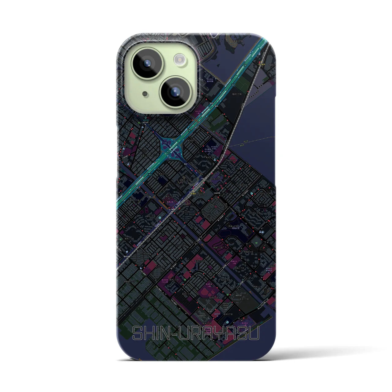 【新浦安(千葉県)】地図柄iPhoneケース(バックカバータイプ)