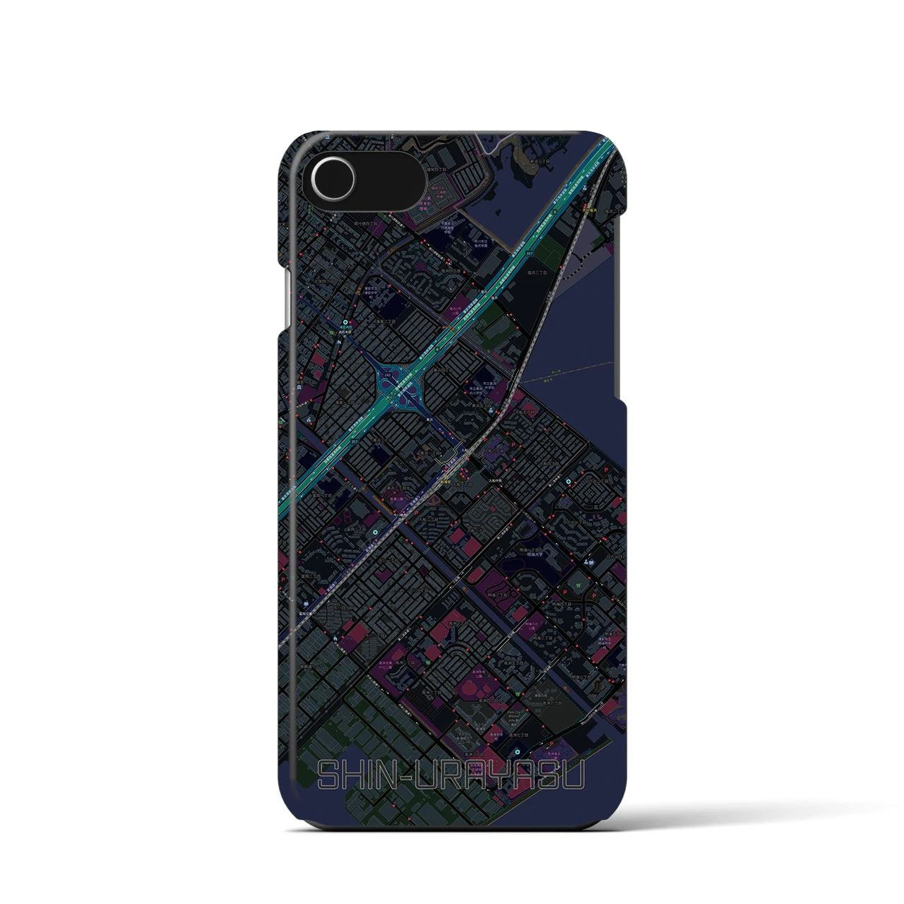 【新浦安(千葉県)】地図柄iPhoneケース(バックカバータイプ)