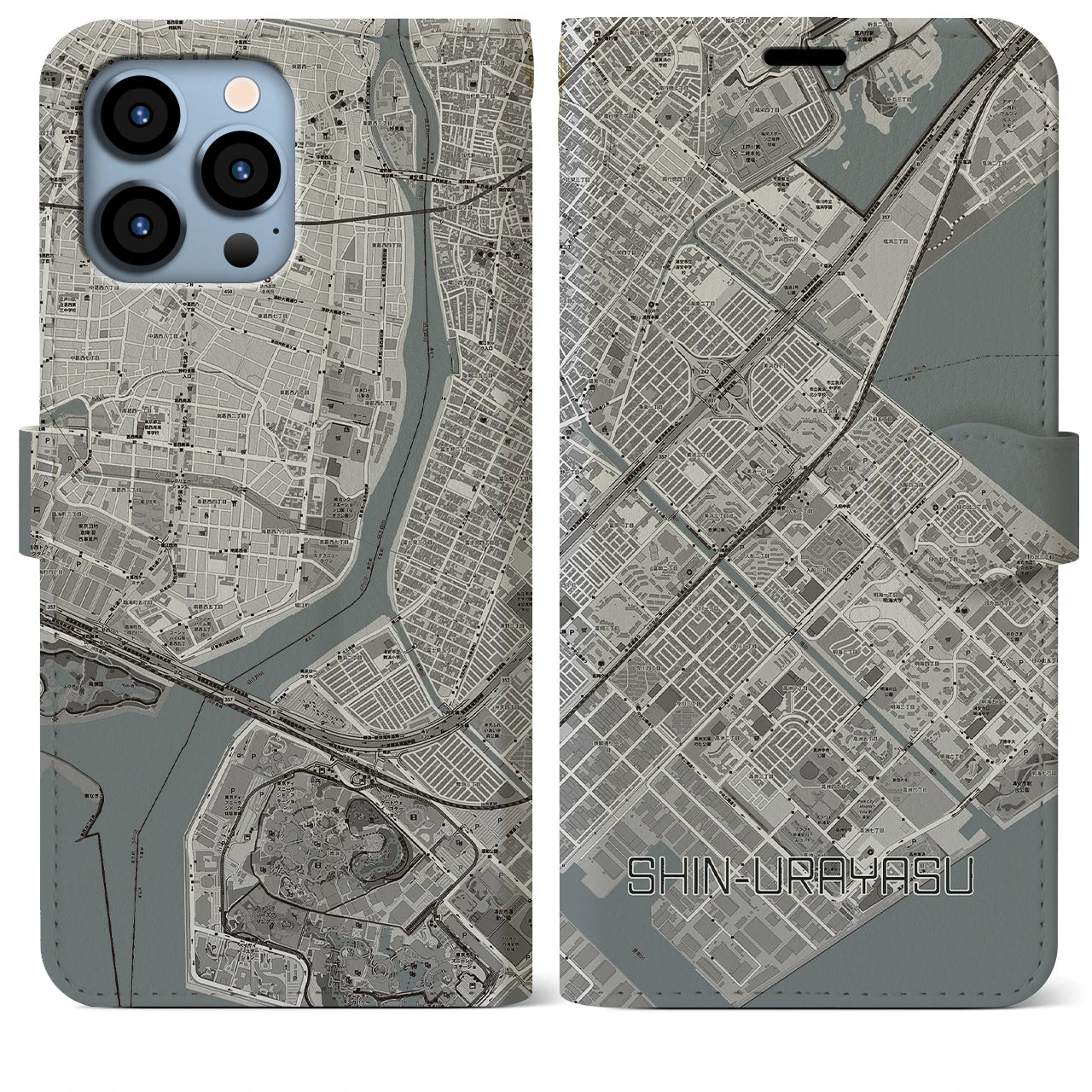 【新浦安(千葉県)】地図柄iPhoneケース(手帳タイプ)