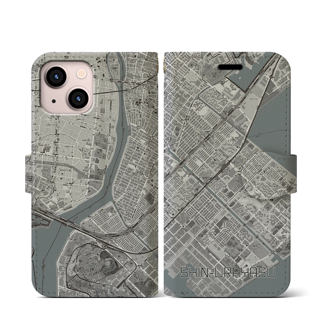 【新浦安(千葉県)】地図柄iPhoneケース(手帳タイプ)