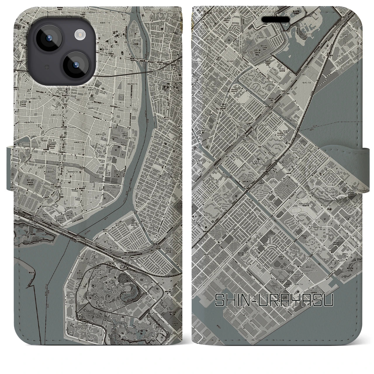 【新浦安(千葉県)】地図柄iPhoneケース(手帳タイプ)