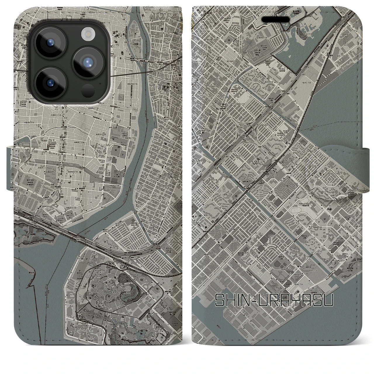 【新浦安(千葉県)】地図柄iPhoneケース(手帳タイプ)