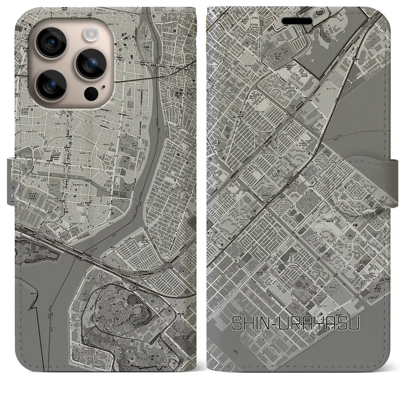 【新浦安(千葉県)】地図柄iPhoneケース(手帳タイプ)