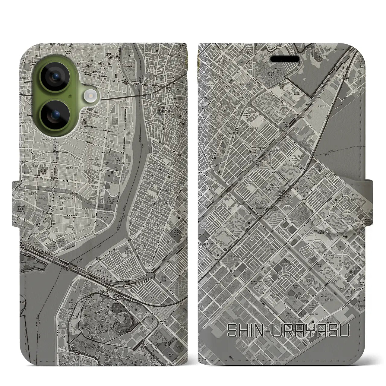 【新浦安(千葉県)】地図柄iPhoneケース(手帳タイプ)