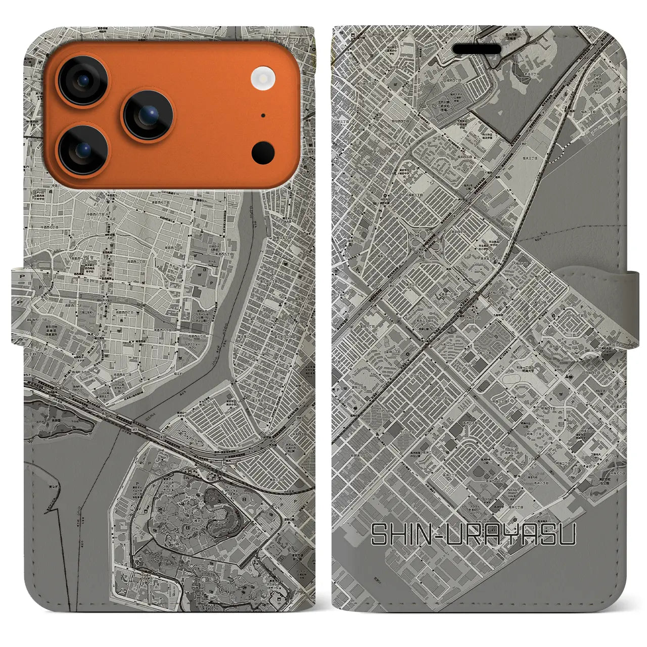 【新浦安(千葉県)】地図柄iPhoneケース(手帳タイプ)