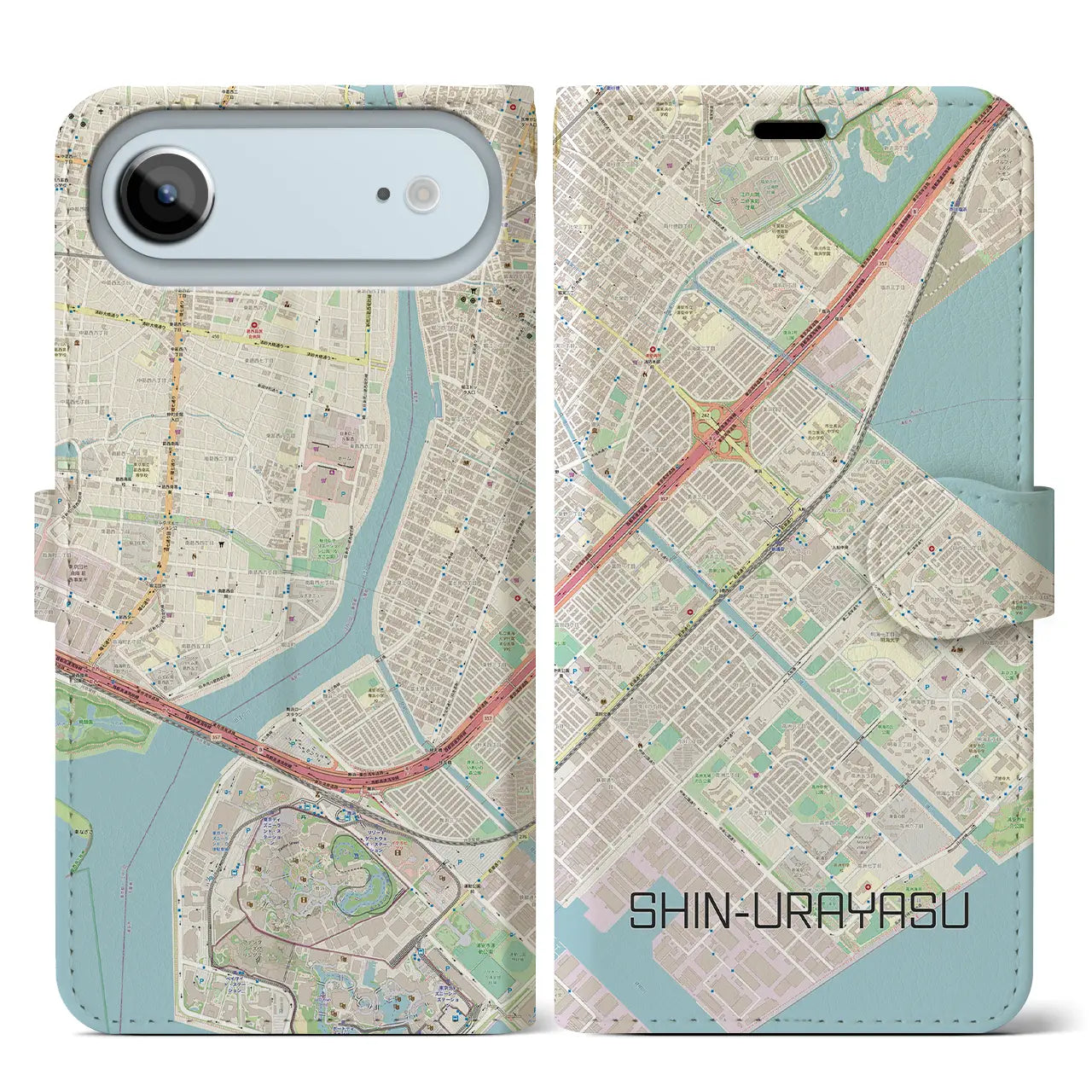 【新浦安(千葉県)】地図柄iPhoneケース(手帳タイプ)ナチュラル・iPhone 17 Pro Max 用