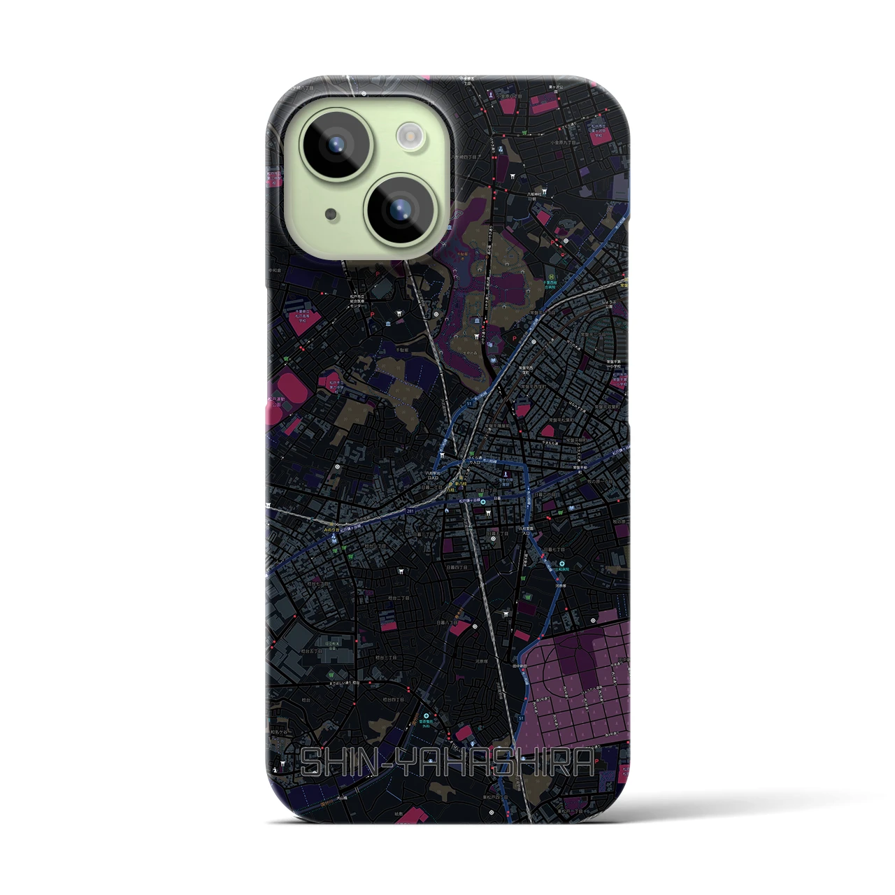 【新八柱(千葉県)】地図柄iPhoneケース(バックカバータイプ)