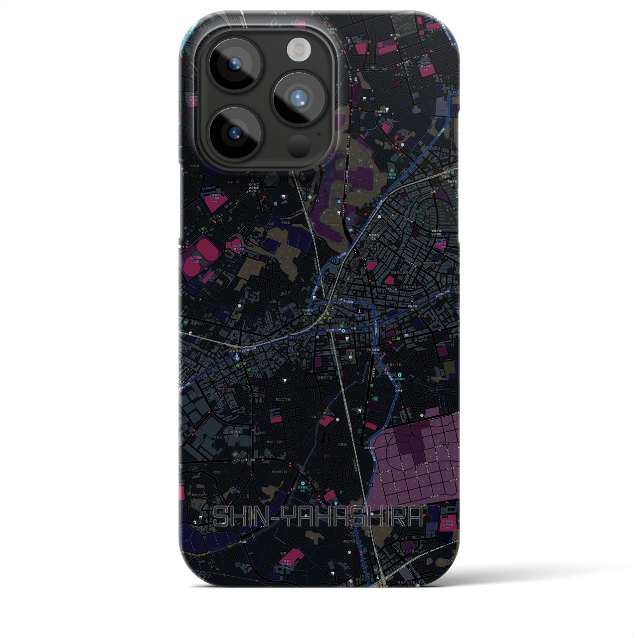 【新八柱(千葉県)】地図柄iPhoneケース(バックカバータイプ)