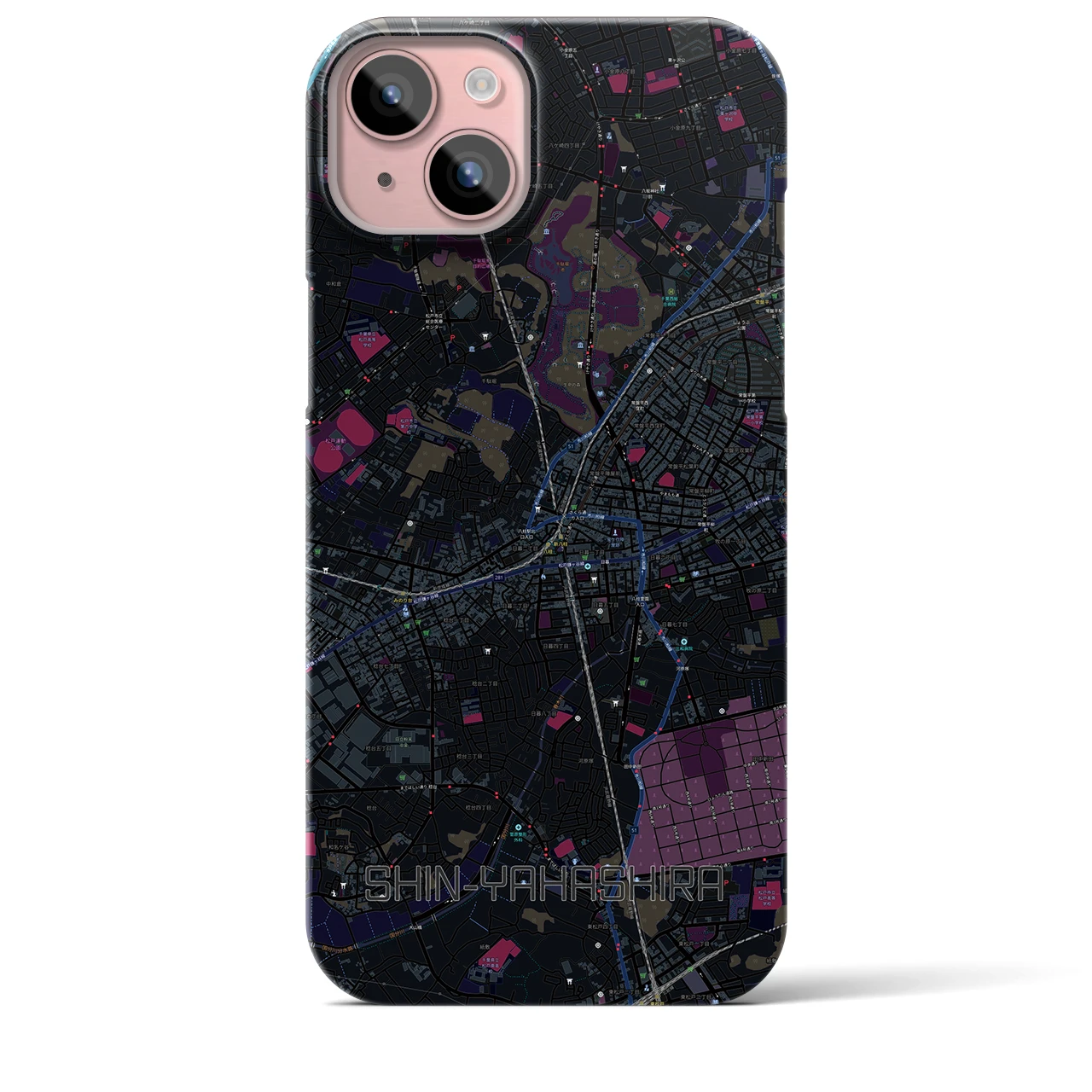 【新八柱(千葉県)】地図柄iPhoneケース(バックカバータイプ)