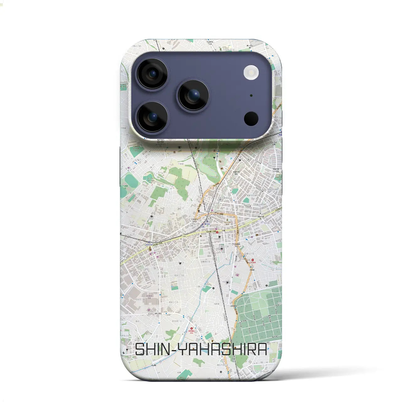 【新八柱(千葉県)】地図柄iPhoneケース(バックカバータイプ)ブラック・iPhone 17 Pro Max 用