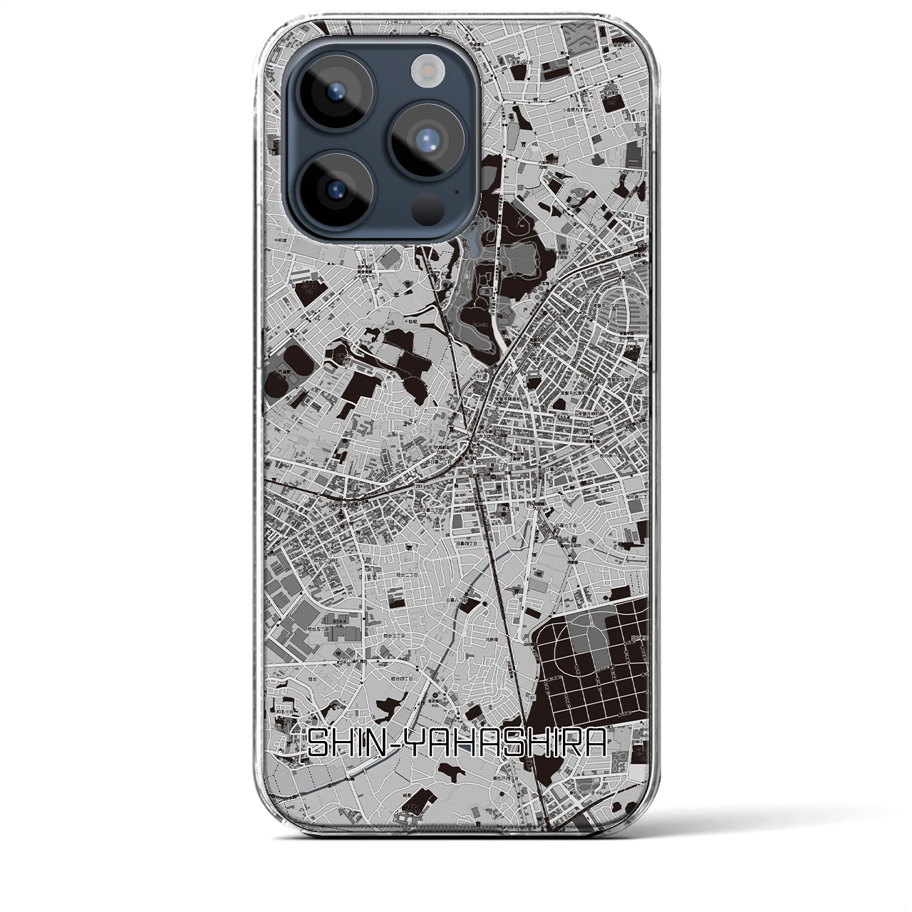 【新八柱(千葉県)】地図柄iPhoneケース(クリアタイプ)